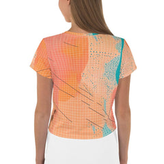 Expressive and stylish all-over print balletic fashion crop top.