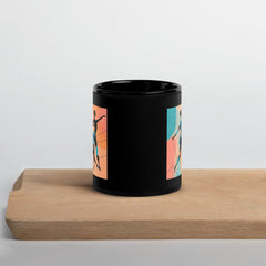 Dance-inspired expressive black mug in a glossy finish.