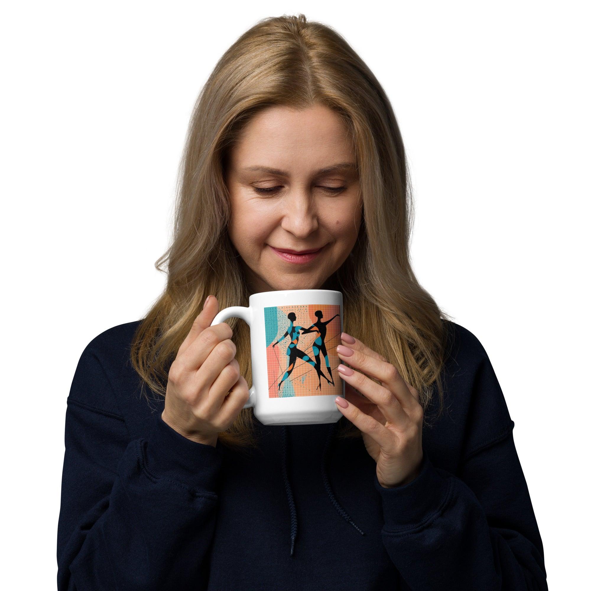 Elegant expressive ballet-themed glossy mug.