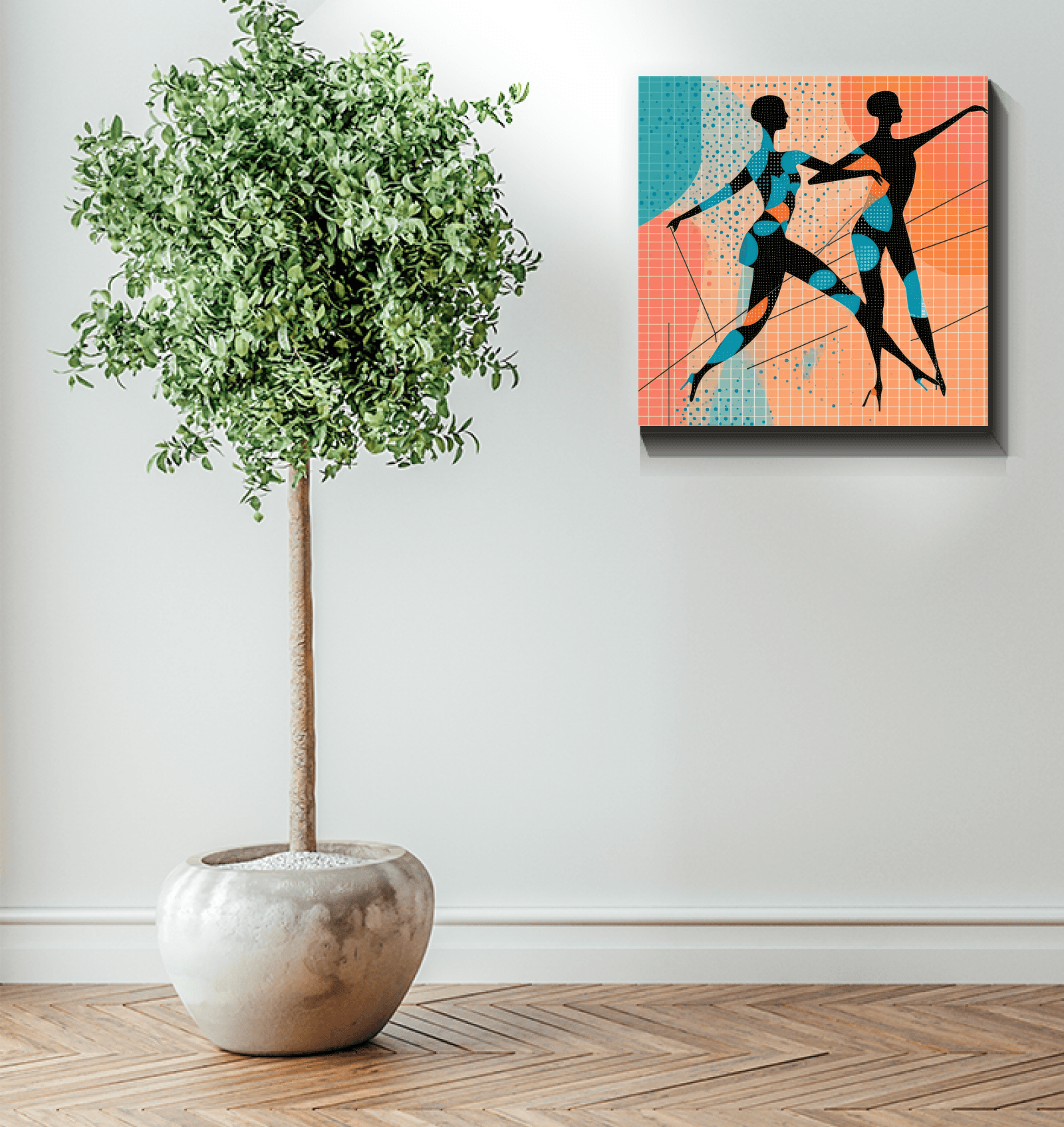 Graceful dance posture captured on stylish wall canvas