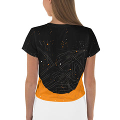 Expressive Feminine Graceful Motion All-Over Print Crop Tee - Beyond T-shirts