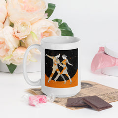 Feminine grace themed glossy white mug, ideal for modern kitchens.