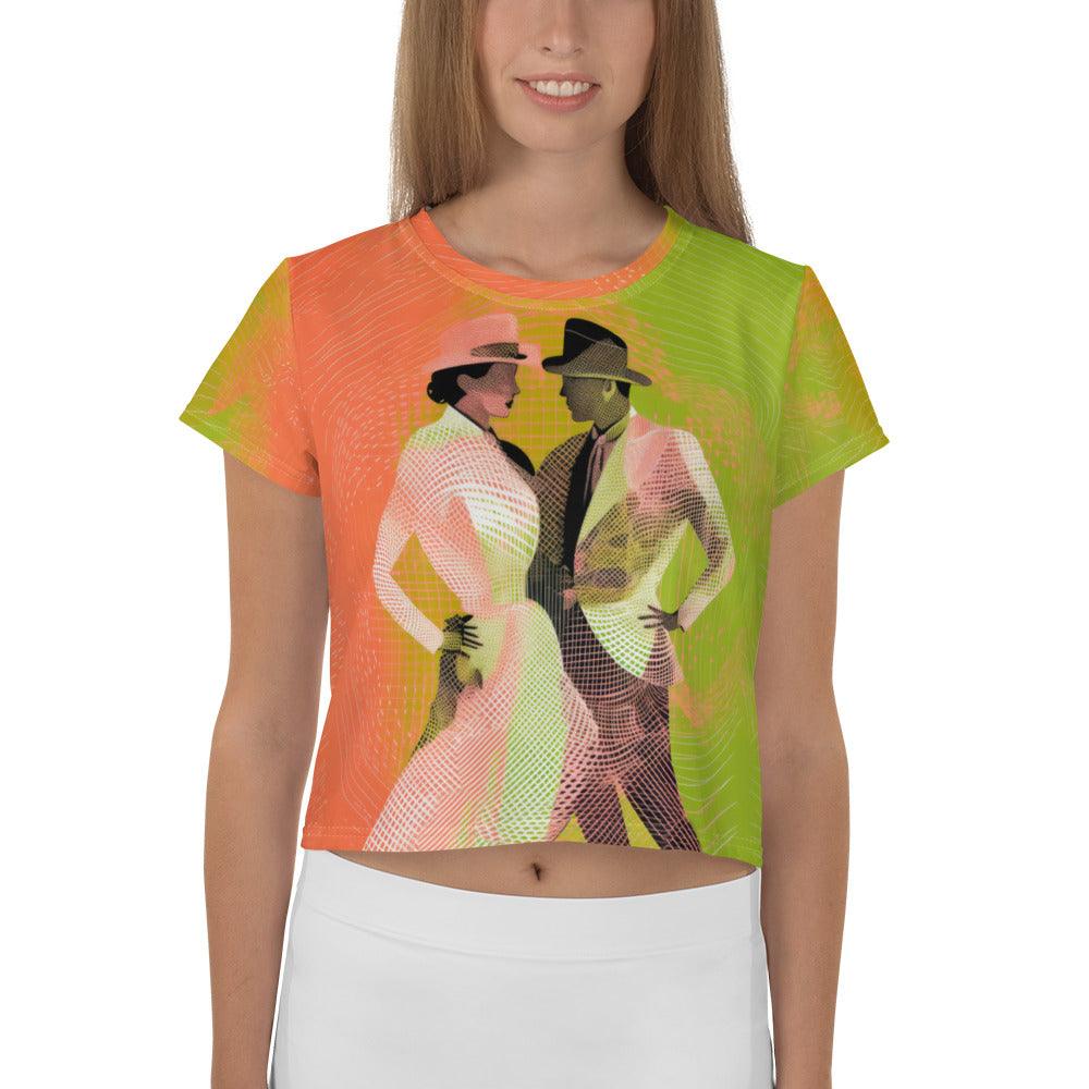 Exquisite Feminine Dance Posture All-Over Print Crop Tee - Beyond T-shirts