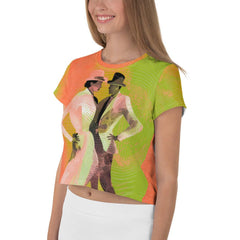 Exquisite Feminine Dance Posture All-Over Print Crop Tee - Beyond T-shirts