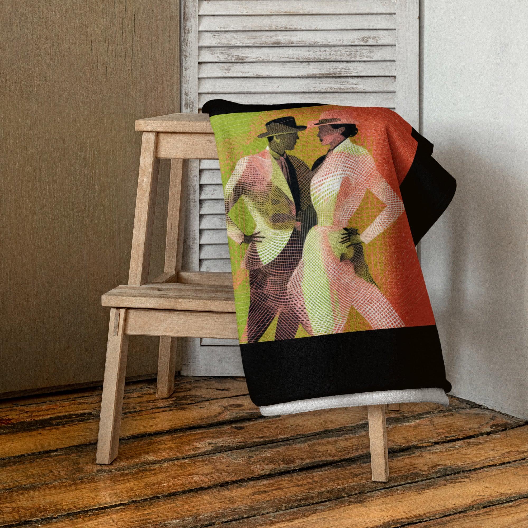 Elegant towel with a dancer's silhouette design.