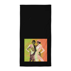 Soft towel featuring a feminine dance posture pattern.