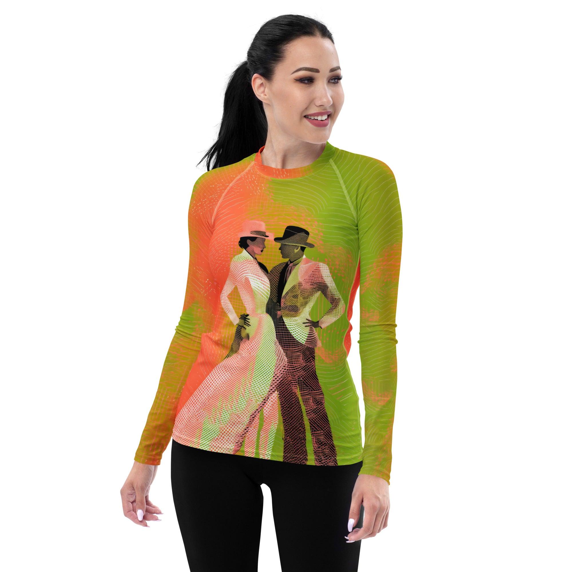 Exquisite Feminine Dance Posture Women's Rash Guard - Beyond T-shirts