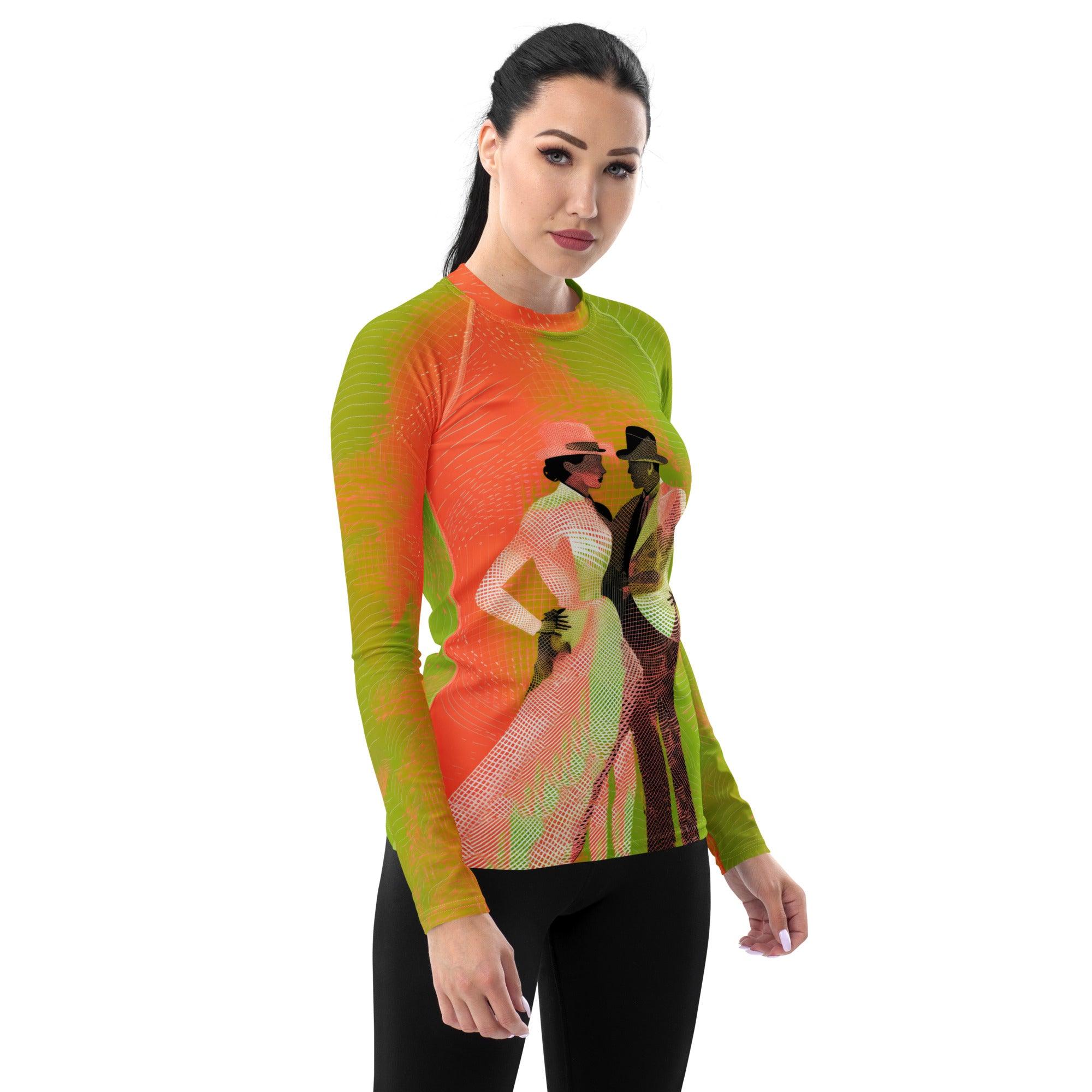 Exquisite Feminine Dance Posture Women's Rash Guard - Beyond T-shirts