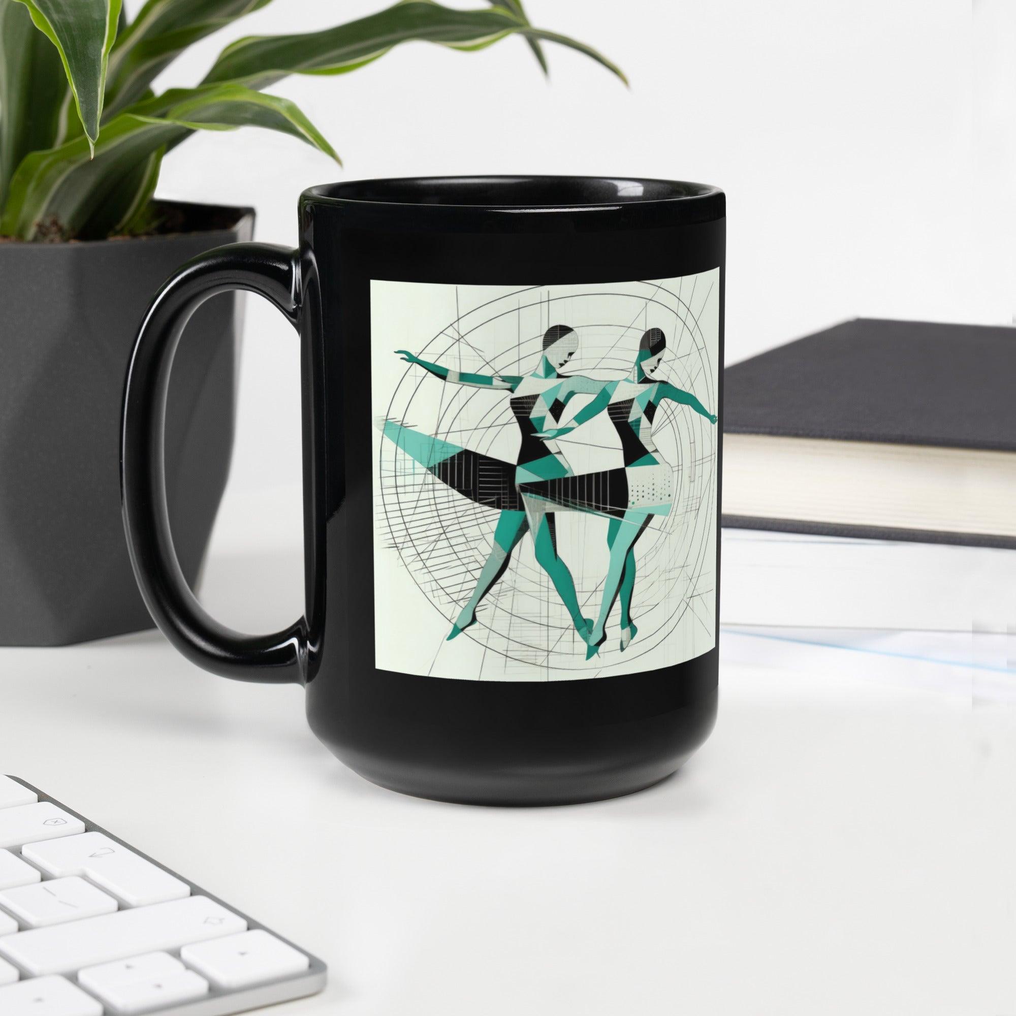 Stylish women's dance themed glossy black coffee mug