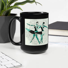 Stylish women's dance themed glossy black coffee mug
