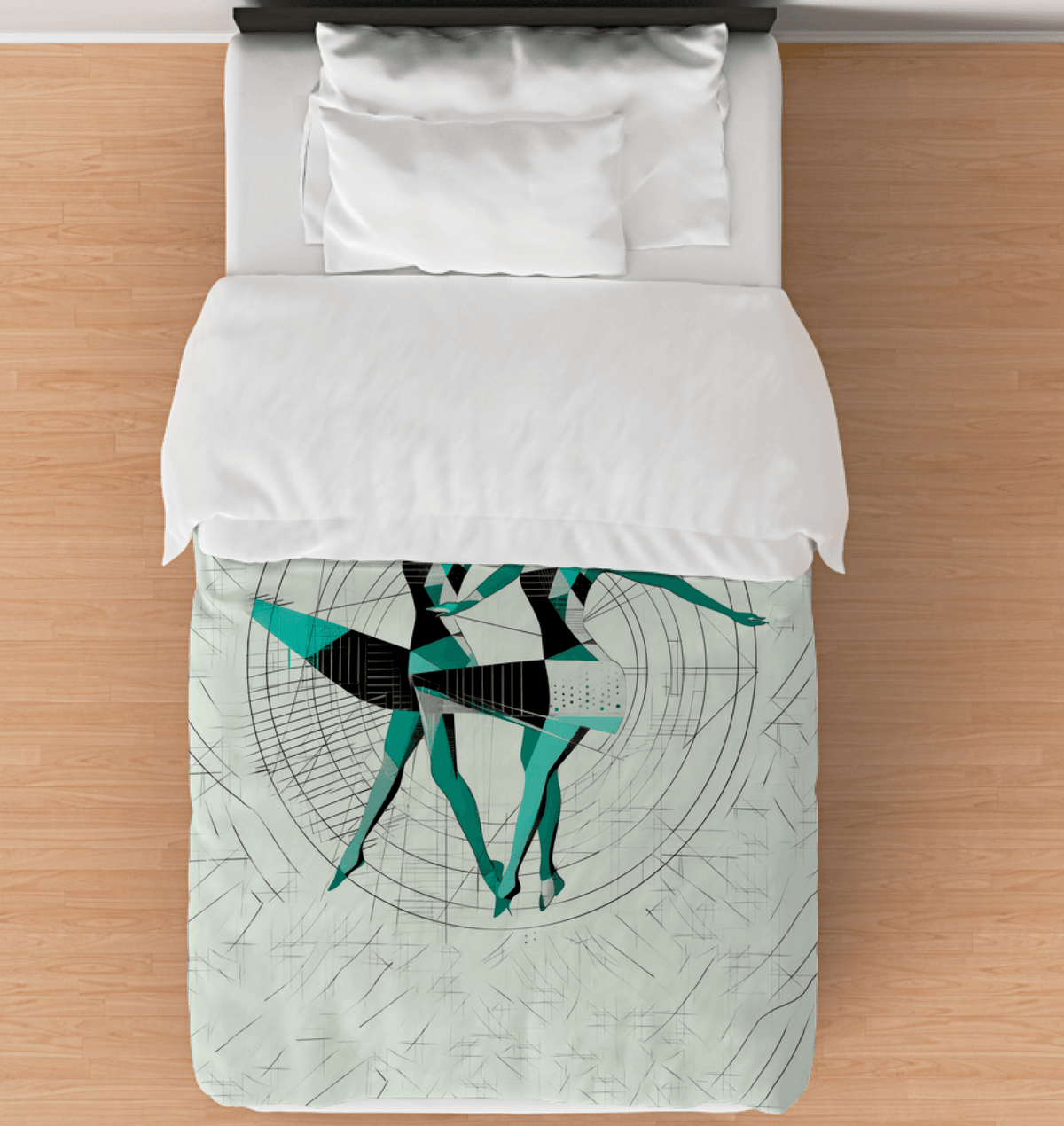 Exquisite twin comforter with women's dance expression design for elegant bedroom decor.