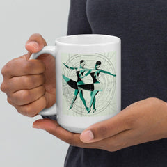 Stylish and durable women's dance expression mug in glossy white finish.