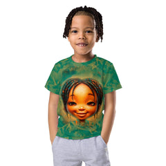 Kid wearing Fantasia's Cherished Glances tee in a playful stance.