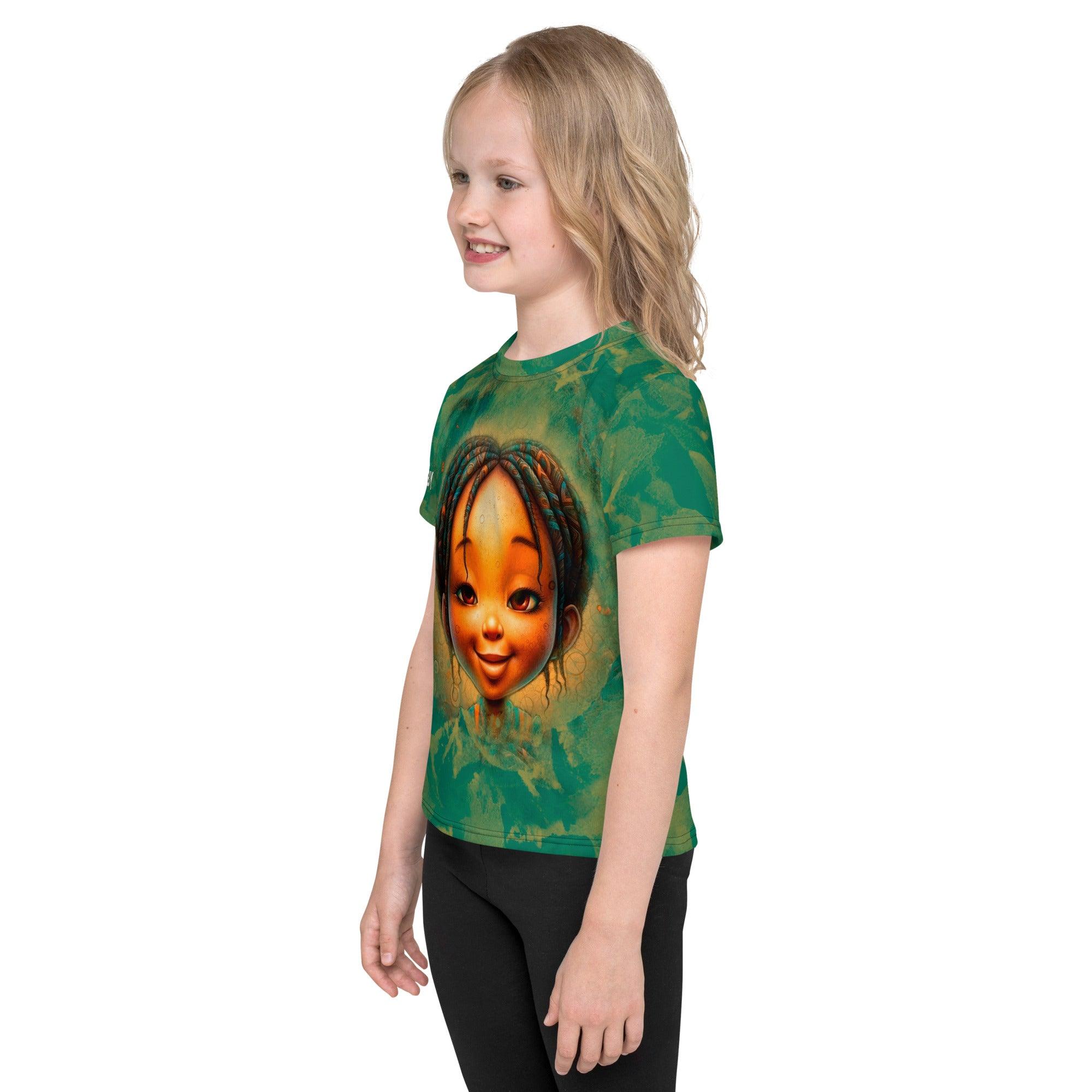 Fantasia's Cherished Glances t-shirt side view showing sleeve detail.