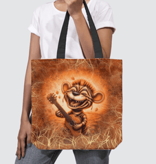 Elegant woman carrying Fantasia's Glimmers Basketweave Tote Bag, highlighting its versatility.