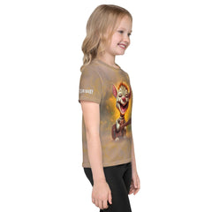 Child wearing Fantasias Tall Guardians crew neck tee playing outdoors.