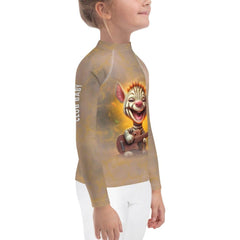 Rear view of Fantasias Tall Guardians Rash Guard for children.
