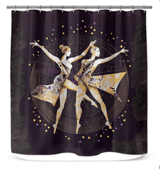 Inspiring motion-themed shower curtain, adding a magical and feminine touch to bathroom decor.