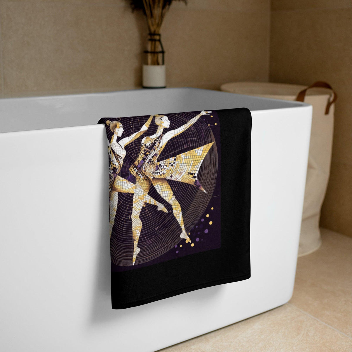Elegant Feminine Magic of Motion Towel with intricate designs