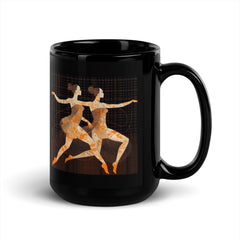 Stylish dancer-themed black glossy coffee mug.