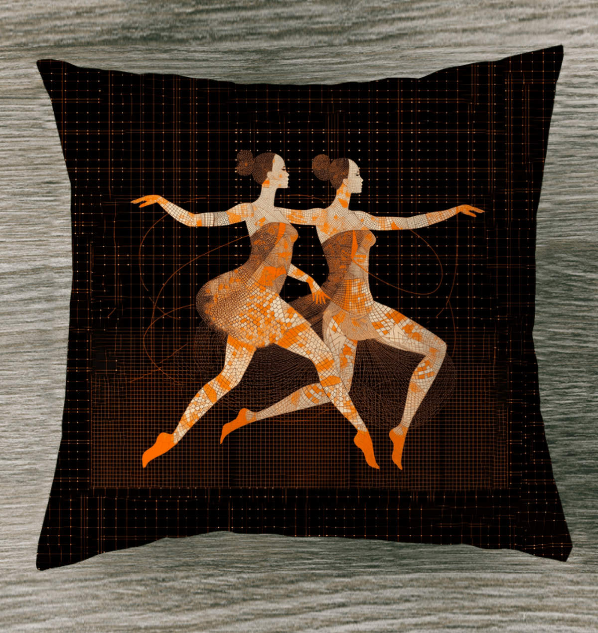 Elegant indoor pillow with dance-inspired feminine design.