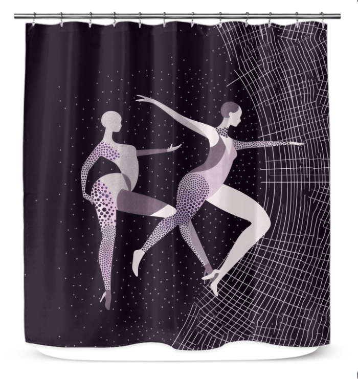 Empowering feminine dance silhouettes shower curtain, unique home accessory