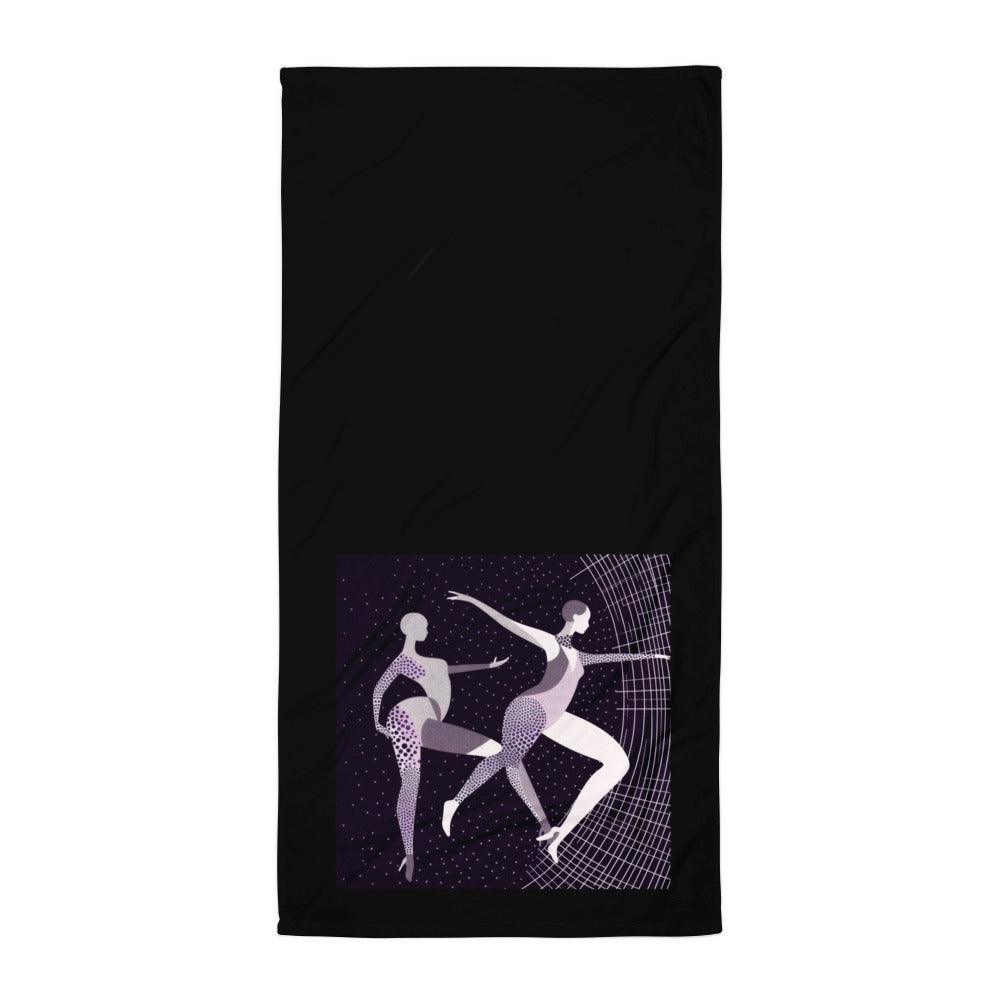 Stylish workout towel with empowering feminine dance graphics, perfect for the gym.