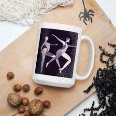 Empowering dance-themed glossy white coffee mug