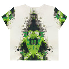 Stylish all-over print crop tee perfect for fashion-forward individuals.