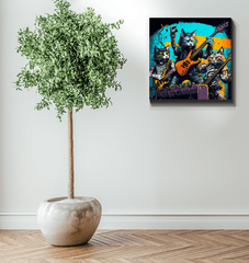 Fingers flying, amps blasting wrapped canvas - Beyond T-shirts