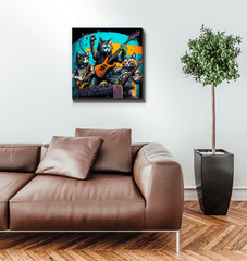 Fingers flying, amps blasting wrapped canvas - Beyond T-shirts