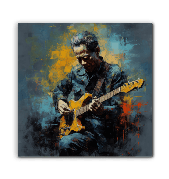 Fingerstyle guitar technique inspired wrapped canvas.