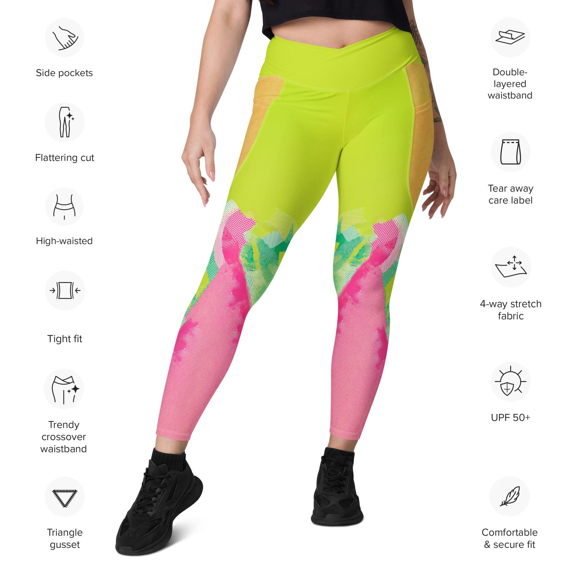 Fluid Feminine Dance Style Crossover Leggings With Pockets - Beyond T-shirts