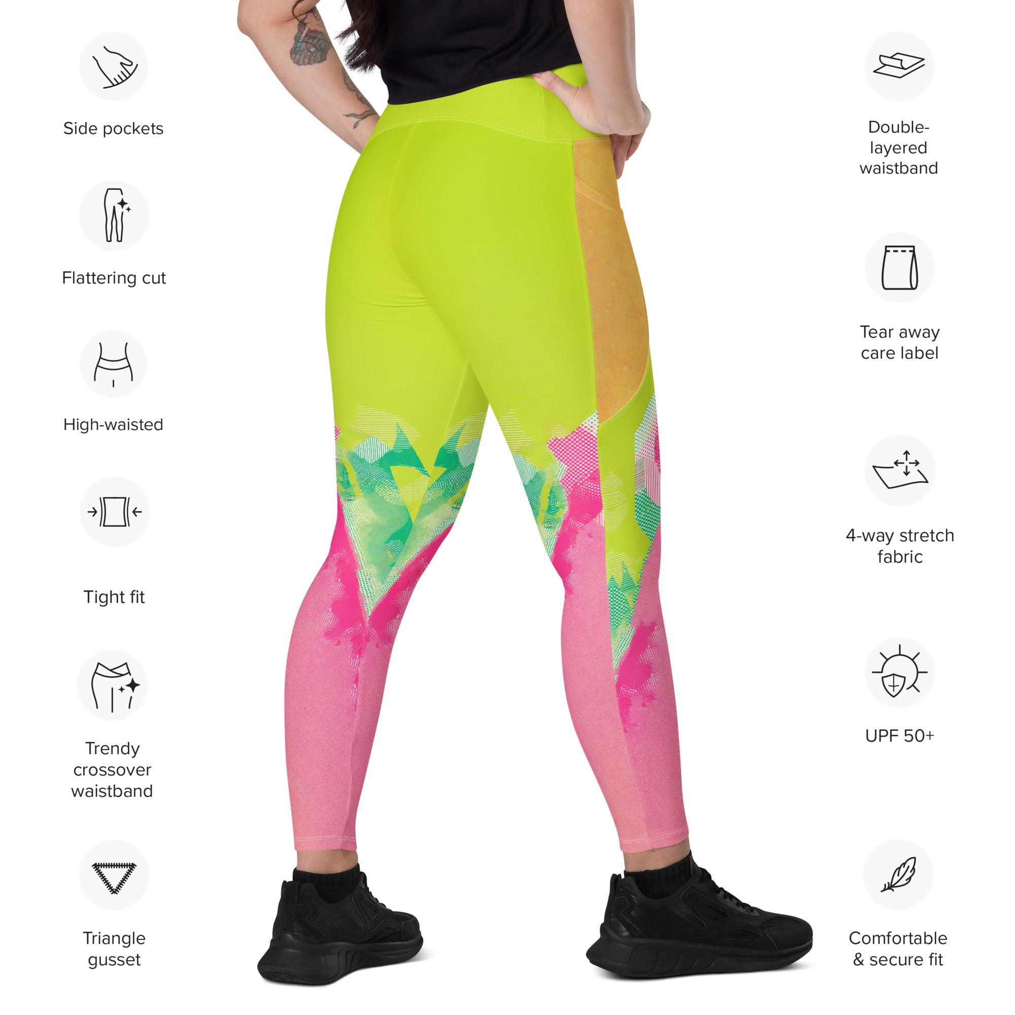 Fluid Feminine Dance Style Crossover Leggings With Pockets - Beyond T-shirts