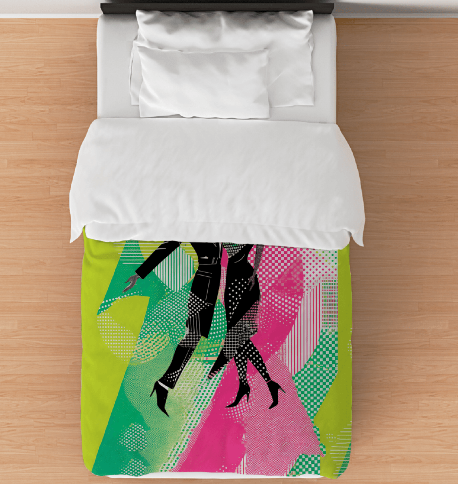 Elegant duvet cover featuring a fluid, dance-inspired design.