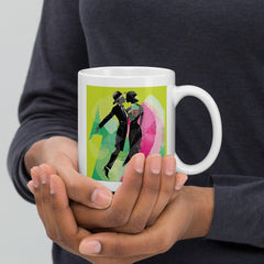 Elegant White Glossy Mug with Feminine Dance Design