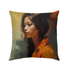 Vibrant Folk Narratives design on outdoor weather-resistant pillow