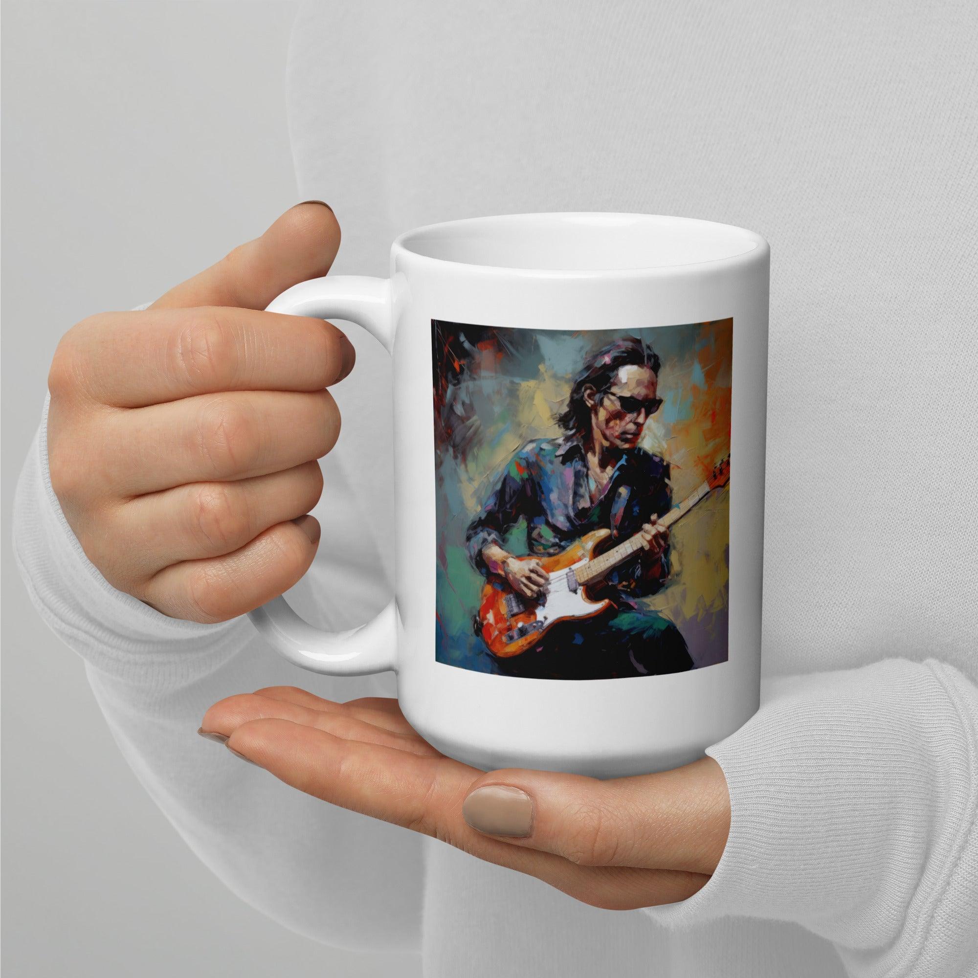 Fretboard Fury White Glossy Mug - Beyond T-shirts