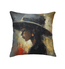 Funkadelic Canvases patterned indoor pillow on a cozy couch.