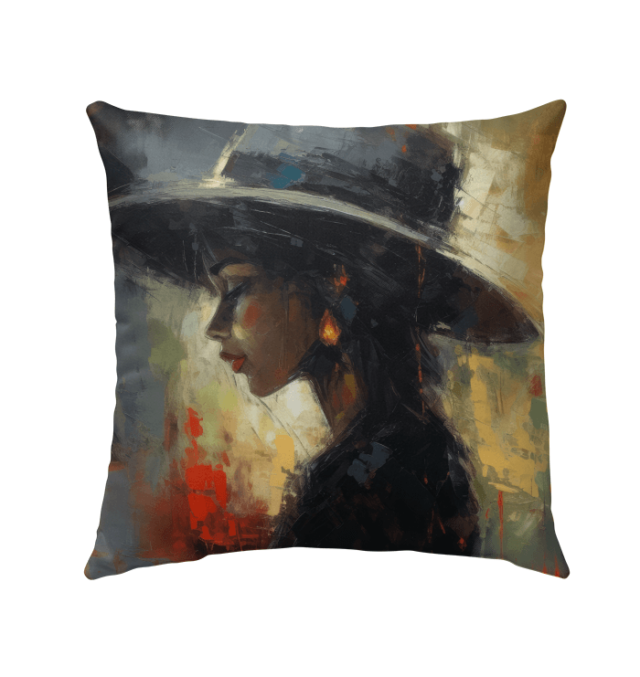 Durable and colorful Funkadelic Outdoor Pillow in outdoor setting.