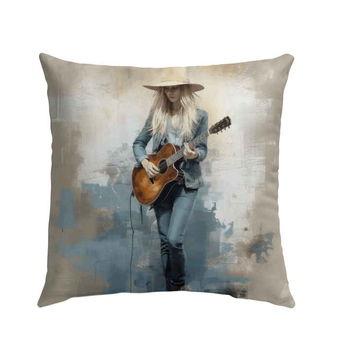 Weather-Resistant Funky Grooves Pillow in Outdoor Setting