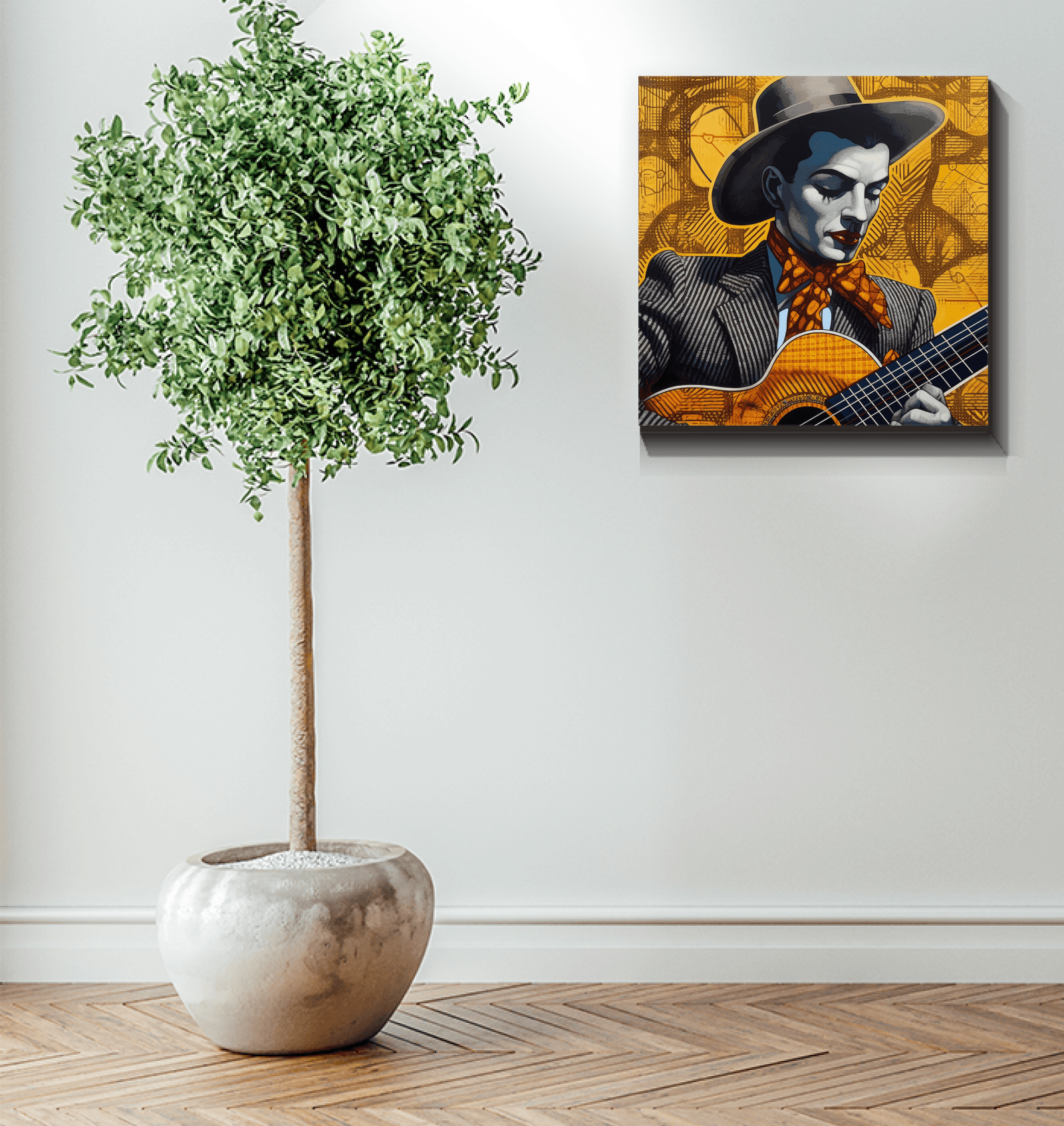 Music and creativity combined on unique wrapped canvas.