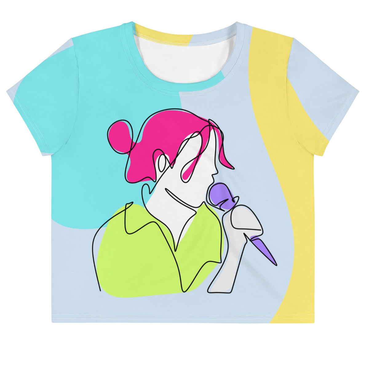 Girl Singing Line Art All-Over Print Crop Tee - Beyond T-shirts