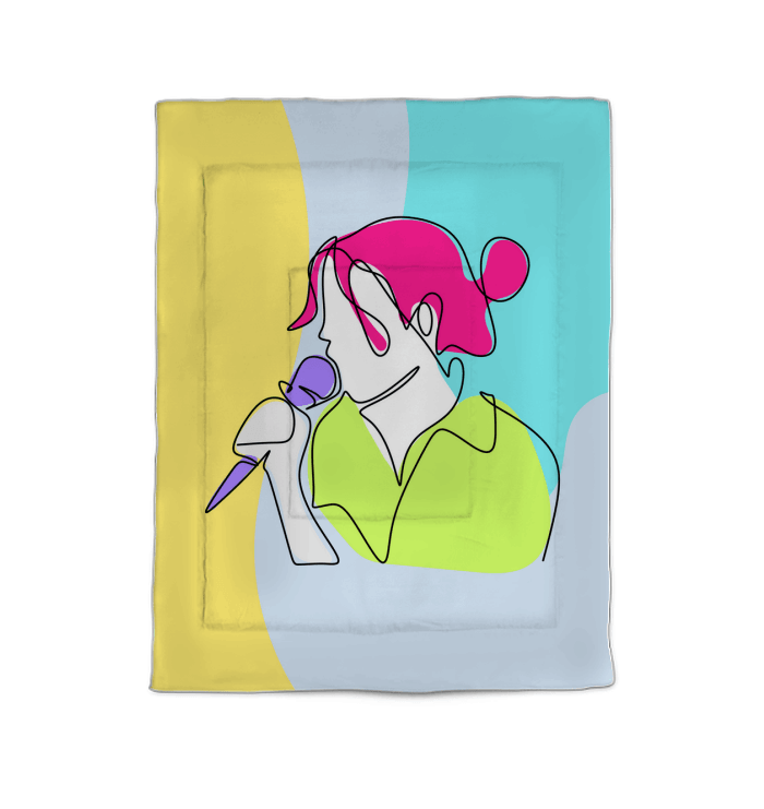 Girl Singing Line Art Comforter - Twin - Beyond T-shirts