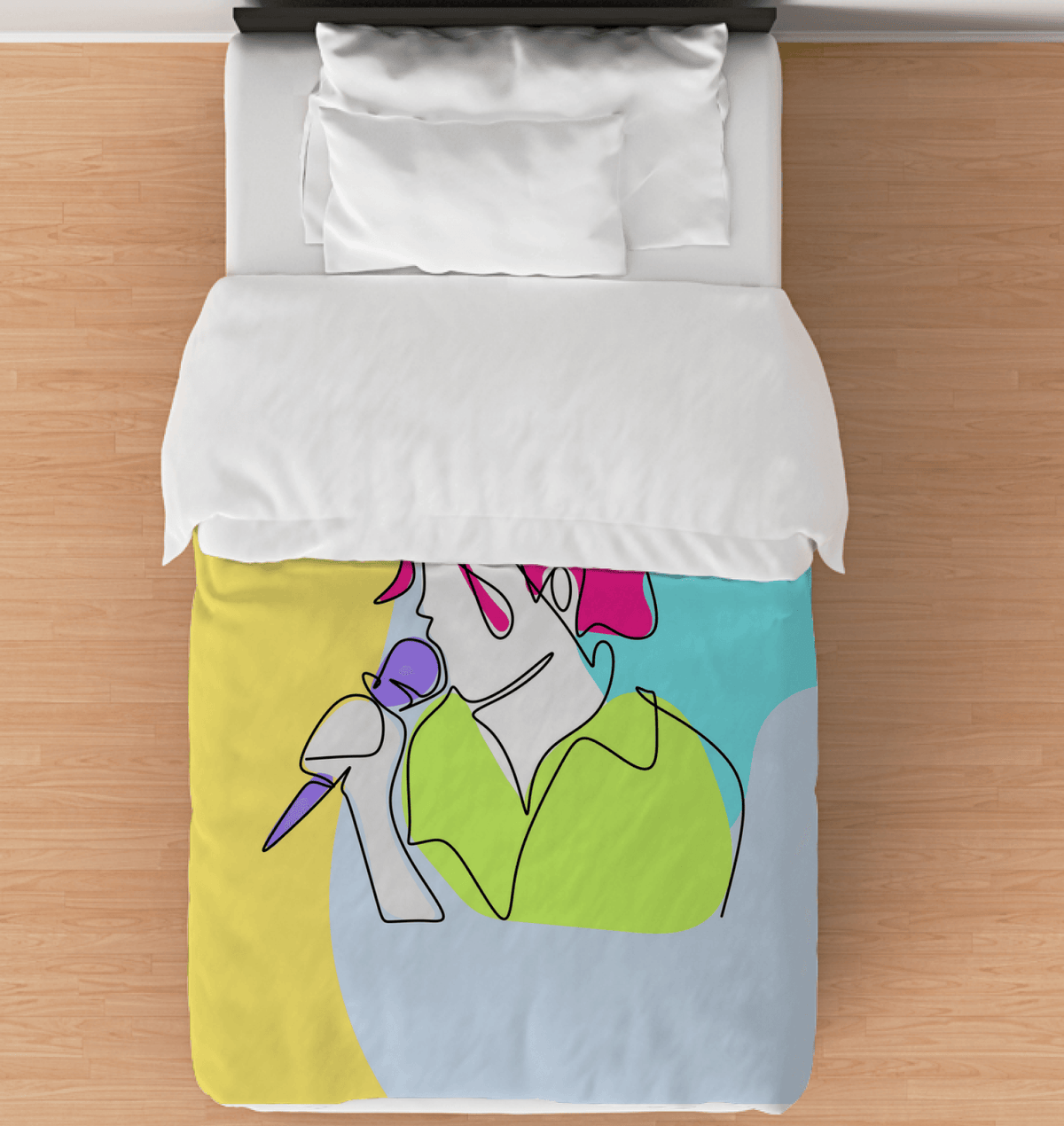 Girl Singing Line Art Comforter - Twin - Beyond T-shirts