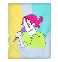 Girl Singing Line Art Duvet Cover - Beyond T-shirts
