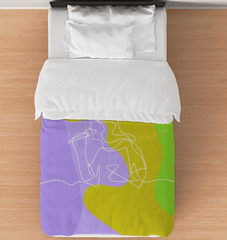 Girl Singing Line Art Duvet Cover - Beyond T-shirts