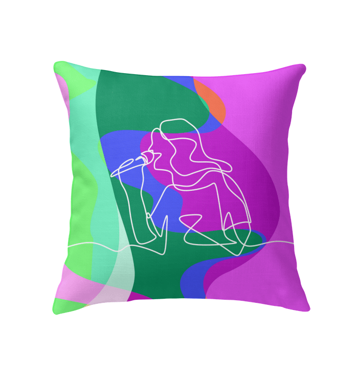 Girl Singing Line Art Indoor Pillow - Beyond T-shirts