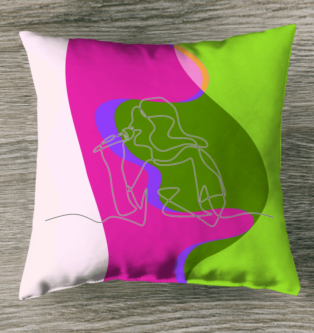 Girl Singing Line Art Indoor Pillow - Beyond T-shirts