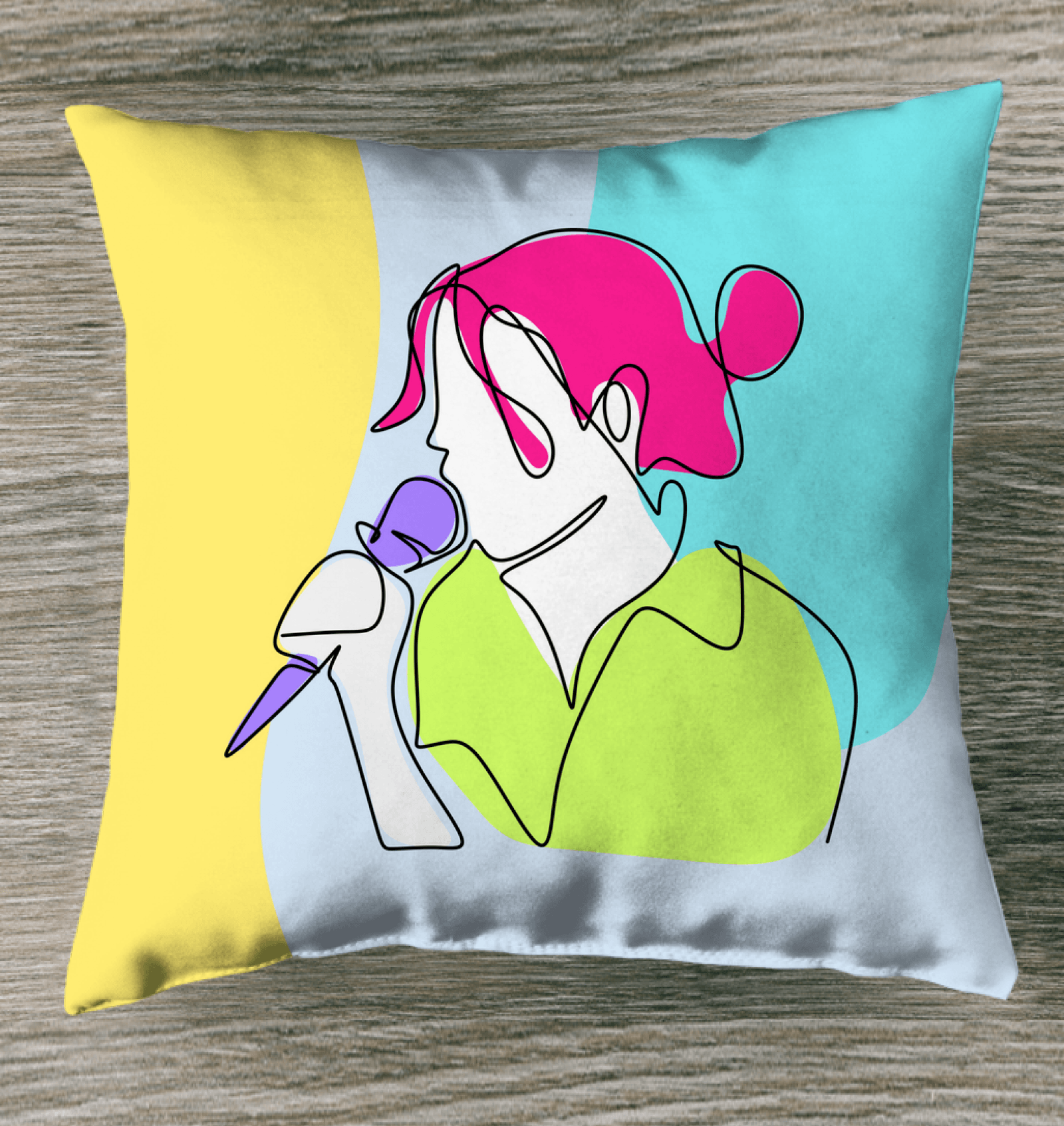 Girl Singing Line Art Indoor Pillow - Beyond T-shirts